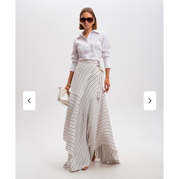 Chloe White striped silk maxi skirt size 38 NWT - Picture 2 of 11